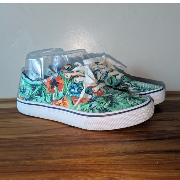 Airwalk Women's Tropical Floral Canvas Sneakers Size 7 Low Top Lace Up Shoes - Picture 3 of 9